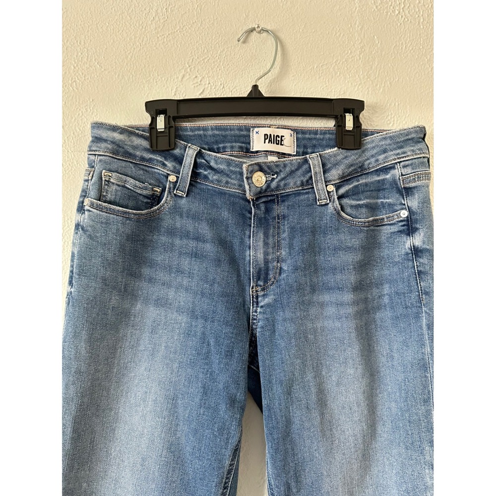 Paige Brigitte Slim Boyfriend Jeans Size 26 Medium Blue Raw Hem Stretch Denim - Picture 4 of 7